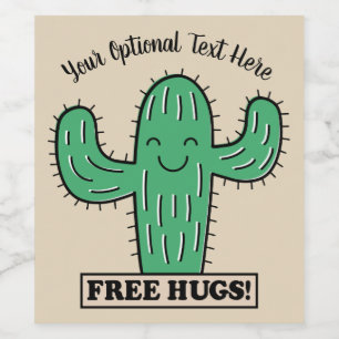 Gratis Cactus Hugs aangepaste tekstlabels Wijn Etiket