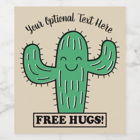 Gratis Cactus Hugs aangepaste tekstlabels Wijn Etiket (Enkel label)