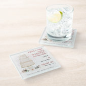 Gratis cake bruiloft op zijroze grappigheid bespaa glazen onderzetter (Schuin)