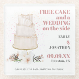 Gratis cake bruiloft op zijroze grappigheid bespaa glazen onderzetter