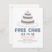 gratis cake | Eenvoudig en grappig Sla de datum op Aankondigingskaart (Voorkant / Achterkant)