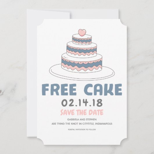gratis cake | Eenvoudig en grappig Sla de datum op Save The Date (Voorkant)