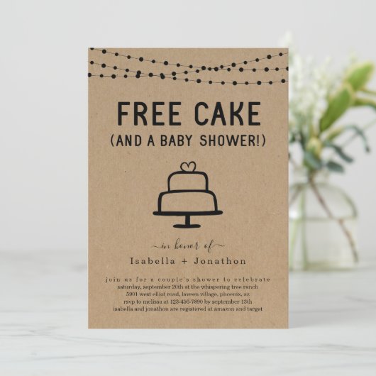 Gratis Cake en een Baby shower paren Genderneutraa Kaart (Staand voorkant)