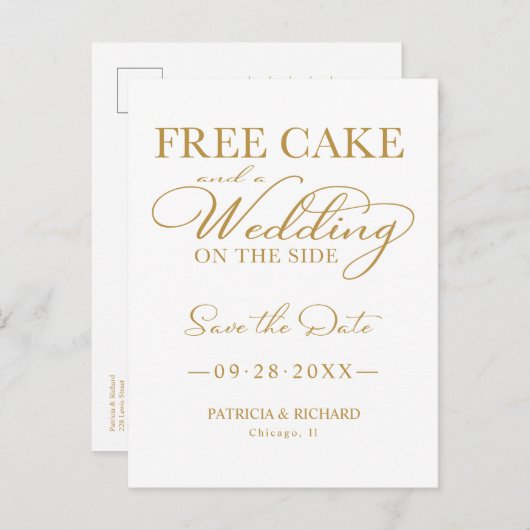 Gratis Cake en een bruiloft aan de zijkant sparen  Briefkaart (Voorkant / Achterkant)