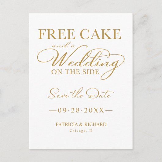 Gratis Cake en een bruiloft aan de zijkant sparen  Briefkaart (Voorkant)