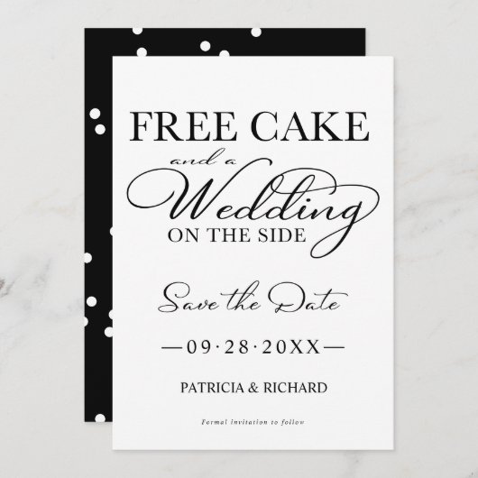 Gratis Cake en een bruiloft aan de zijkant sparen Kaart (Voorkant / Achterkant)