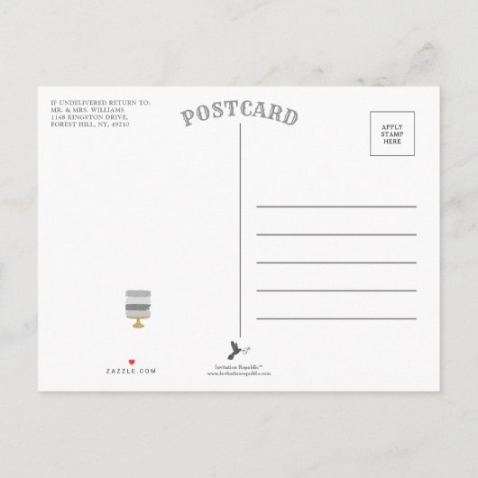 Gratis Cake Funny Modern Photo Wedding Save the Da Aankondigingskaart (Achterkant)