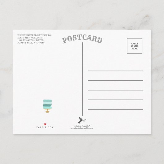 Gratis Cake Funny Modern Photo Wedding Save the Da Aankondigingskaart (Achterkant)