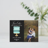 Gratis Cake Funny Modern Photo Wedding Save the Da Aankondigingskaart (Staand voorkant)