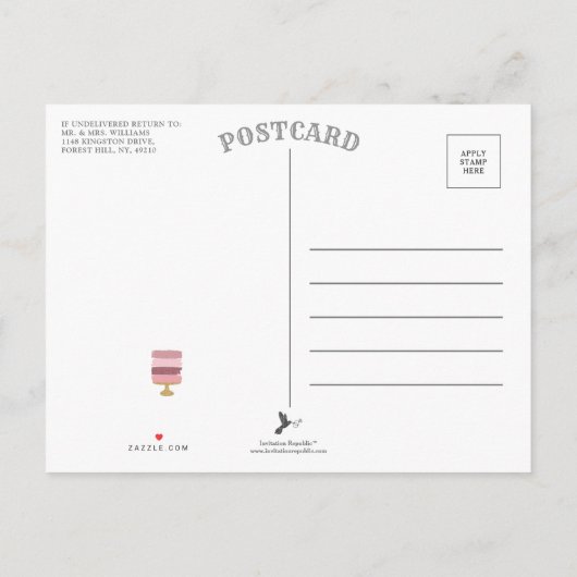 Gratis Cake Funny Modern Photo Wedding Save the Da Aankondigingskaart (Achterkant)