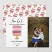 Gratis Cake Funny Modern Photo Wedding Save the Da Date (Voorkant / Achterkant)