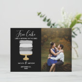 Gratis Cake Funny Modern Photo Wedding Save the Da Date (Staand voorkant)