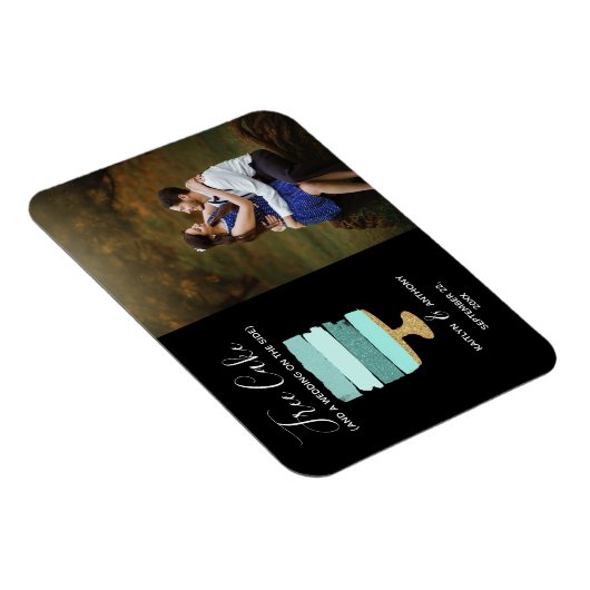 Gratis Cake Funny Modern Photo Wedding Save the Da Magneet (Rechterzijde)