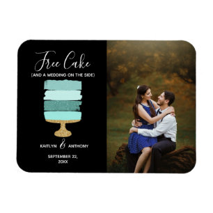 Gratis Cake Funny Modern Photo Wedding Save the Da Magneet