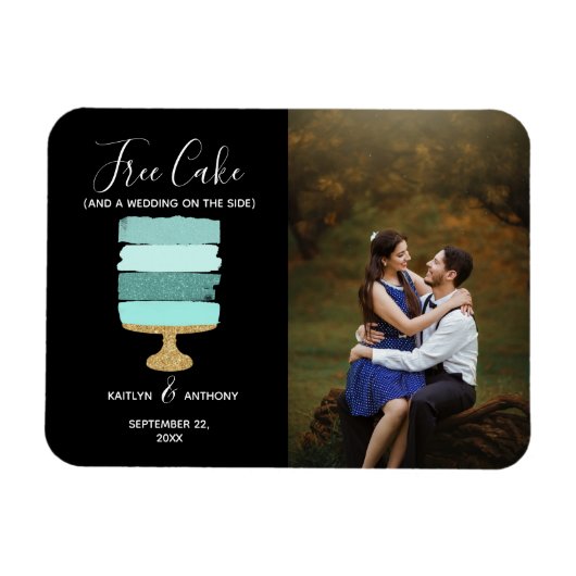 Gratis Cake Funny Modern Photo Wedding Save the Da Magneet (Horizontaal)
