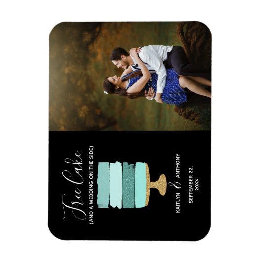 Gratis Cake Funny Modern Photo Wedding Save the Da Magneet (Verticaal)