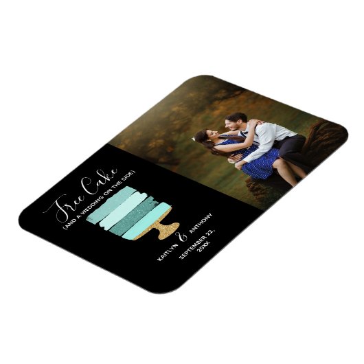 Gratis Cake Funny Modern Photo Wedding Save the Da Magneet (Linkerzijde)