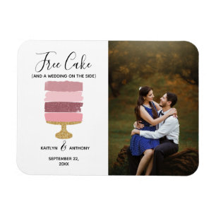 Gratis Cake Funny Modern Photo Wedding Save the Da Magneet