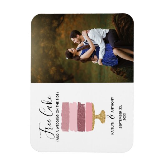 Gratis Cake Funny Modern Photo Wedding Save the Da Magneet (Verticaal)