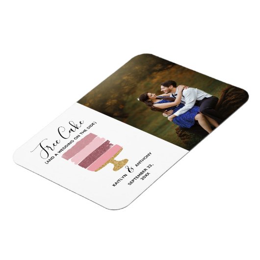 Gratis Cake Funny Modern Photo Wedding Save the Da Magneet (Linkerzijde)