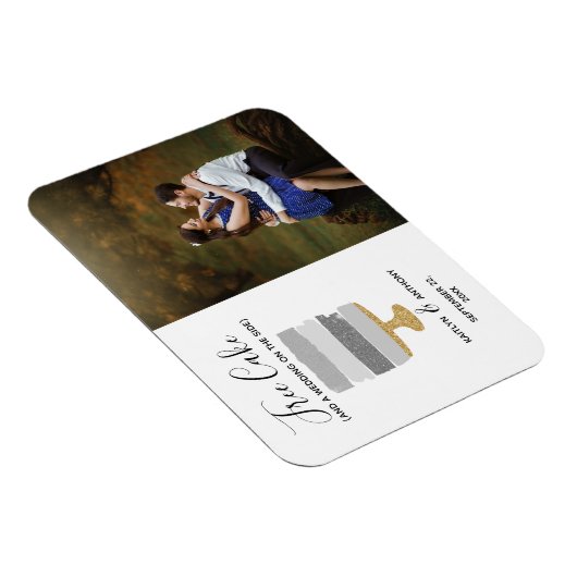 Gratis Cake Funny Modern Photo Wedding Save the Da Magneet (Rechterzijde)