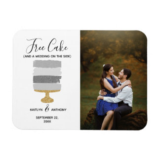 Gratis Cake Funny Modern Photo Wedding Save the Da Magneet