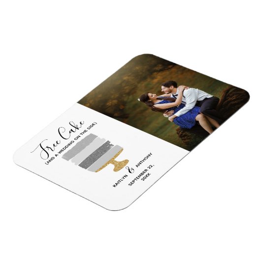 Gratis Cake Funny Modern Photo Wedding Save the Da Magneet (Linkerzijde)