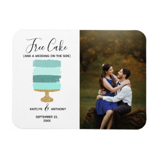 Gratis Cake Funny Modern Photo Wedding Save the Da Magneet