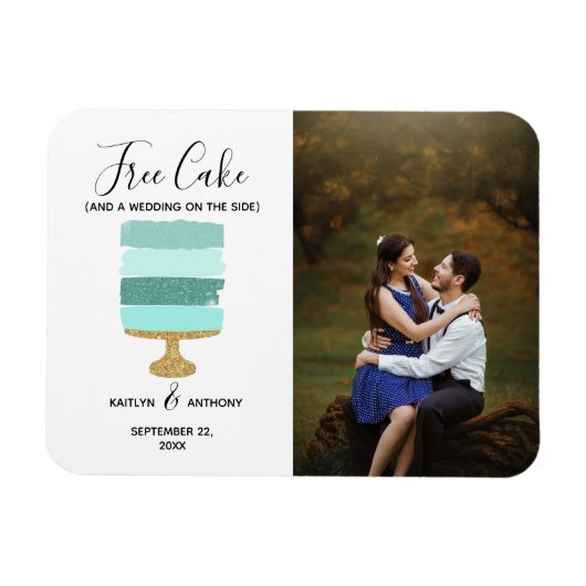 Gratis Cake Funny Modern Photo Wedding Save the Da Magneet (Horizontaal)