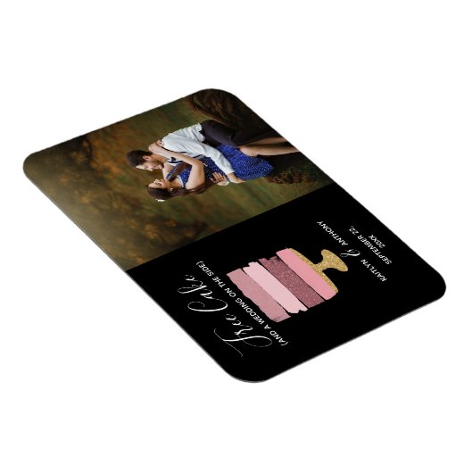 Gratis Cake Funny Modern Photo Wedding Save the Da Magneet (Rechterzijde)