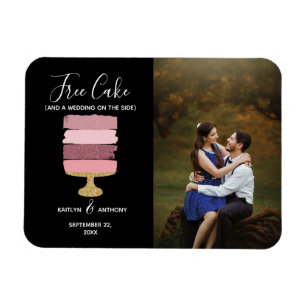 Gratis Cake Funny Modern Photo Wedding Save the Da Magneet