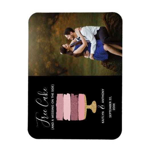 Gratis Cake Funny Modern Photo Wedding Save the Da Magneet (Verticaal)