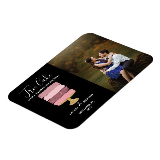 Gratis Cake Funny Modern Photo Wedding Save the Da Magneet (Linkerzijde)