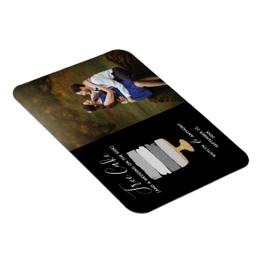 Gratis Cake Funny Modern Photo Wedding Save the Da Magneet (Rechterzijde)