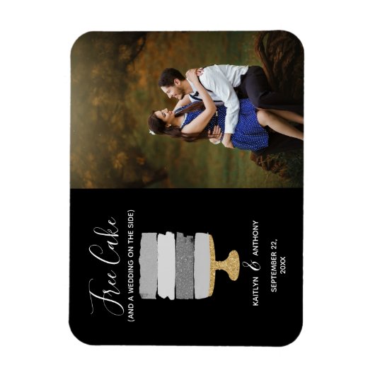 Gratis Cake Funny Modern Photo Wedding Save the Da Magneet (Verticaal)