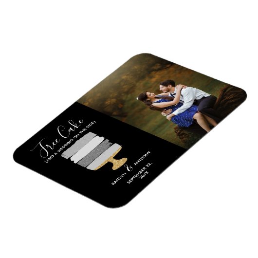 Gratis Cake Funny Modern Photo Wedding Save the Da Magneet (Linkerzijde)