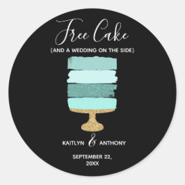 Gratis Cake Funny Modern Photo Wedding Save the Da Ronde Sticker