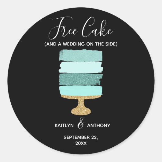Gratis Cake Funny Modern Photo Wedding Save the Da Ronde Sticker (Voorkant)