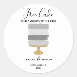 Gratis Cake Funny Modern Photo Wedding Save the Da Ronde Sticker