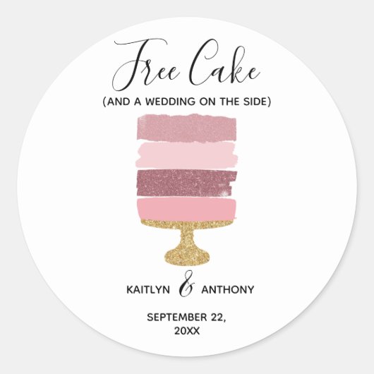 Gratis Cake Funny Modern Photo Wedding Save the Da Ronde Sticker (Voorkant)