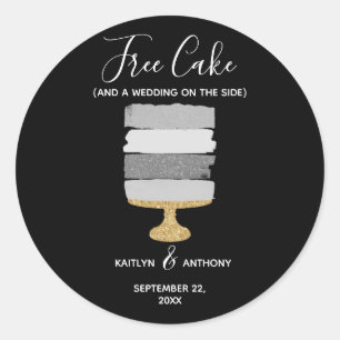 Gratis Cake Funny Modern Photo Wedding Save the Da Ronde Sticker