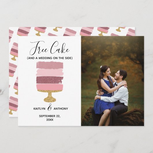 Gratis Cake Funny Modern Photo Wedding Save the Da Save The Date (Voorkant / Achterkant)