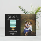 Gratis Cake Funny Modern Photo Wedding Save the Da Save The Date (Staand voorkant)