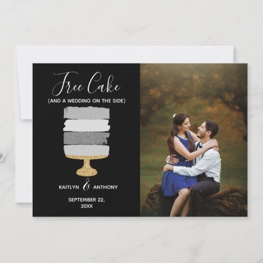 Gratis Cake Funny Modern Photo Wedding Save the Da Save The Date (Voorkant)