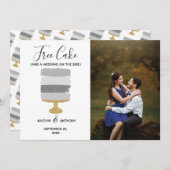 Gratis Cake Funny Modern Photo Wedding Save the Da Save The Date (Voorkant / Achterkant)