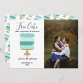 Gratis Cake Funny Modern Photo Wedding Save the Da Save The Date (Voorkant / Achterkant)