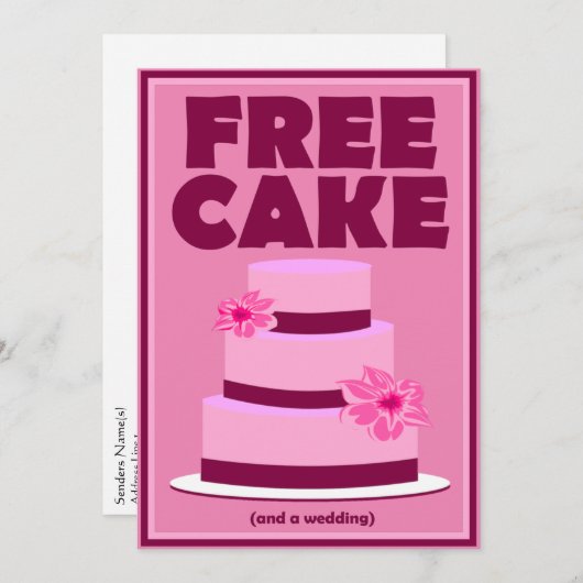 Gratis Cake Funny Save the Date Wedding Announding Kaart (Voorkant / Achterkant)