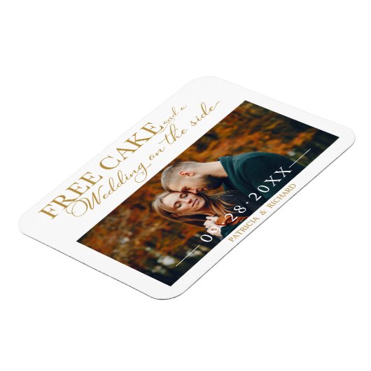 Gratis Cake Funny Wedding Save the Date Photo Magneet (Linkerzijde)