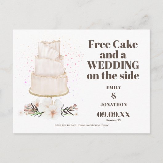 Gratis Cake Weddenschap aan de zijkant van Boho be Aankondigingskaart (Voorkant)