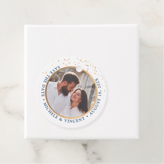 Gratis Casual Drinken opslaan Datum blauwe goudfot Bedankjes Labels (In situ)